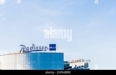 Radisson Blu Sheremetievo Hotelschild, Moskau, Russland Stockfoto