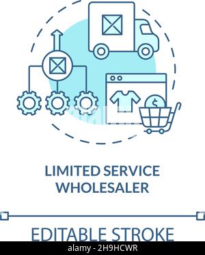 Begrenzter Service Großhändler türkis blau Konzept Symbol Stock Vektor