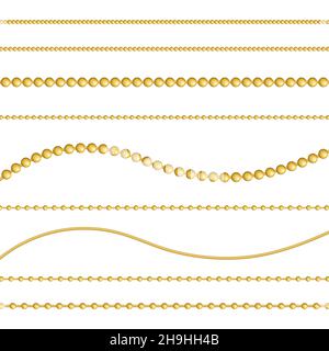 Goldkette, isoliert auf weißem Hintergrund. Vektorgrafik. Stock Vektor