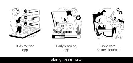 Kinderbetreuung Technologie Lösungen abstrakte Konzept Vektor Illustrationen. Stock Vektor