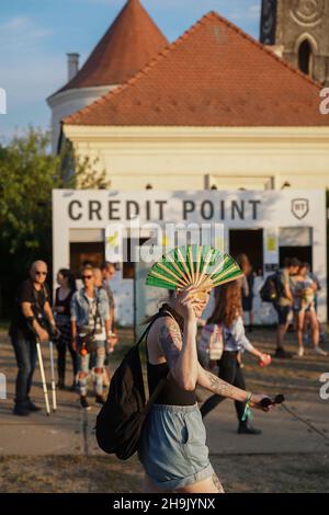 Ein Blick auf einen Kreditpunkt beim Electric Castle Festival 2018, das auf dem Gelände des Banffy Castle in Bontida, in der Nähe der Stadt Cluj, Siebenbürgen, Rumänien, stattfindet. Fototermin: Freitag, 20. Juli 2018. Bildnachweis sollte lauten: Richard Gray/EMPICS Stockfoto