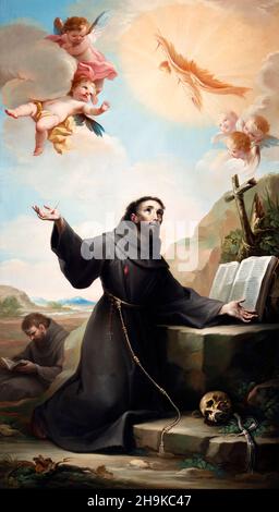 Hl. Franziskus von Assisi erhält die Stigmata von Mariano Salvador Maella (1739-1819), Öl auf Leinwand, 1787 Stockfoto