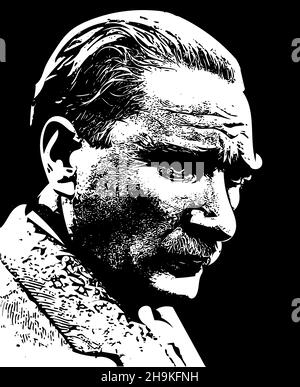 Mustafa Kemal Atatürk Vektorgrafik. Er ist der Gründer der modernen Republik Türkei. Stock Vektor