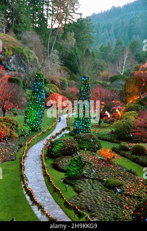 Versunkene Gärten in den Butchart Gardens in Victoria BC, Kanada Stockfoto