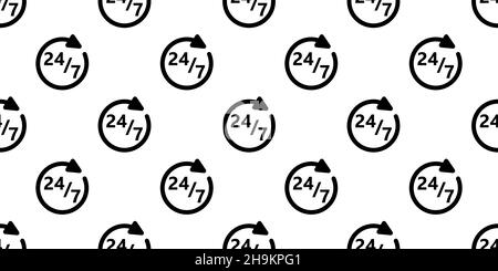 Nahtloses 24 7-Symbolmuster, wird vertikal und horizontal wiederholt Stock Vektor