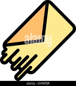 Briefumschlagsymbol für schnelles Senden. Konturendarstellung fast send Briefumschlagvektor Symbolfarbe flach isoliert Stock Vektor