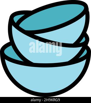 Symbol für den Schüssel-Stapel. Kontur Schüssel Stapel Vektor Symbol Farbe flach isoliert Stock Vektor