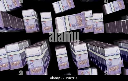 Malaysia Ringgit Money Pack 3D Illustration. MYR-Banknotenbündel. Konzept von Finanzen, Bargeld, Wirtschaftskrise, Unternehmenserfolg, Rezession, bank, Stockfoto