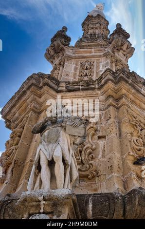 Der Spire der Unbefleckten 1743 im Barockstil in Nardò ein schönes Barockdorf, Provinz Lecce, Salento, Apulien, Süditalien. Stockfoto