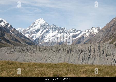 Blick auf Mount Cook vom Kea Point Aussichtsplattform, Aoraki Mount Cook Nationalpark, Südinsel, Neuseeland Stockfoto