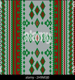 Ornament, Mosaik, ethnisch, Volksmuster. Es ist in hellen, saftigen, perfekt passenden Farben hergestellt. Neujahr, Weihnachten, Winter, festliches Pixelmuster. Stock Vektor