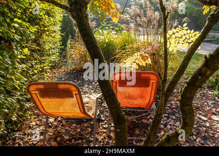 Modellgärten im Grugapark, Herbst, Gartengestaltung verschiedener Gartenbaustile Essen, NRW, Deutschland Stockfoto