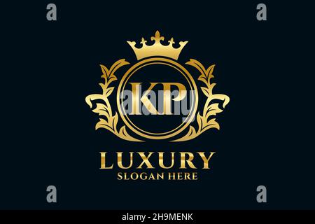 KP Letter Royal Luxury Logo-Vorlage in Vektorgrafik für luxuriöse Branding-Projekte und andere Vektorgrafik. Stock Vektor
