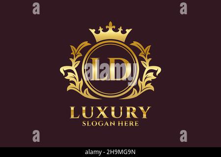 LD Letter Royal Luxury Logo-Vorlage in Vektorgrafik für luxuriöse Branding-Projekte und andere Vektorgrafik. Stock Vektor