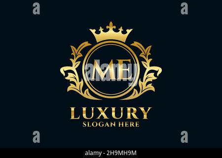 ME Letter Royal Luxury Logo-Vorlage in Vektorgrafik für luxuriöse Branding-Projekte und andere Vektorgrafik. Stock Vektor
