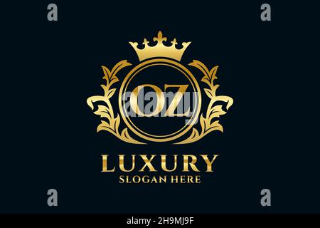 OZ Letter Royal Luxury Logo-Vorlage in Vektorgrafik für luxuriöse Branding-Projekte und andere Vektorgrafik. Stock Vektor