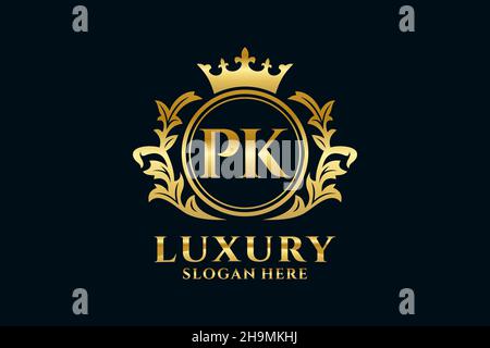 PK Letter Royal Luxury Logo-Vorlage in Vektorgrafik für luxuriöse Branding-Projekte und andere Vektorgrafik. Stock Vektor