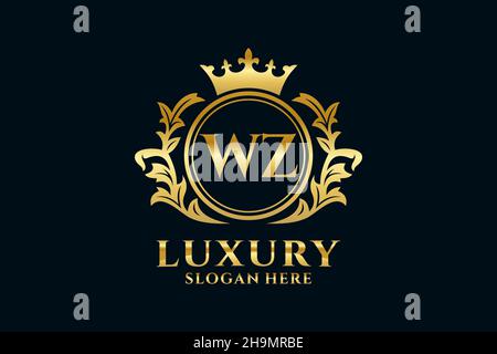 WZ Letter Royal Luxury Logo-Vorlage in Vektorgrafik für luxuriöse Branding-Projekte und andere Vektorgrafik. Stock Vektor