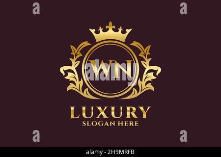 WN Letter Royal Luxury Logo-Vorlage in Vektorgrafik für luxuriöse Branding-Projekte und andere Vektorgrafik. Stock Vektor