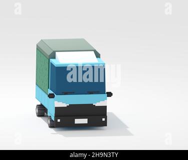 Taiwan Mini-Truck, eine digitale Kunst der kleinen LKW für Lebensmittel Straßenkultur in Taipei Stadt isometrische Voxel Raster 3D Illustration Rendering auf weißem Backgrou Stockfoto