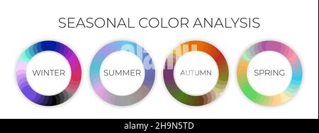Runde Farbanalyse-Paletten für Winter, Herbst, Frühling, Sommer Stock Vektor