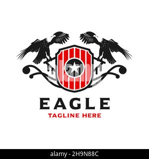 Designvorlage für das Eagle Shield Logo Stockfoto