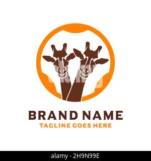 Afrikanisches Giraffe-Logo-Design Stockfoto