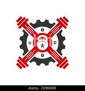 Vintage-Logo oder Retro-Sport- und Fitnessschutz Stockfoto