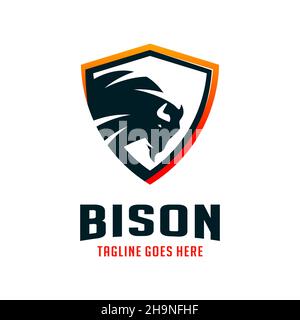 Designvorlage für Bison Shield Logo Stockfoto