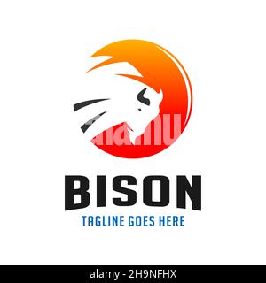 Design-Vorlage für Circle Bison-Logo Stockfoto