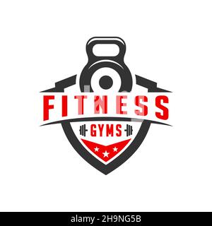 Sport Fitness Shield Logo Design Stockfoto