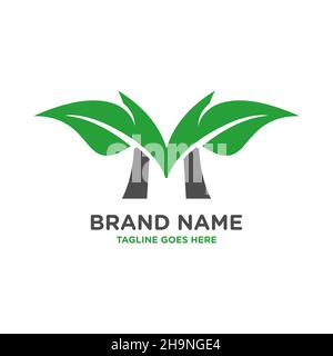 Logo-Vorlage mit m-Blatt-Buchstaben Stockfoto
