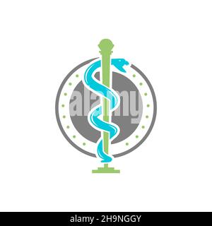 Kreisförmige Schlange Logo Design Gesundheit Symbol Stockfoto