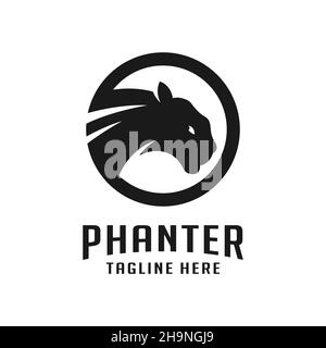 Design-Vorlage mit schwarzem Panther-Logo Stockfoto