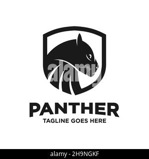 Design-Vorlage mit schwarzem Panther-Logo Stockfoto