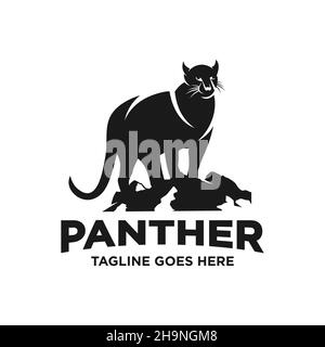 Design-Vorlage mit schwarzem Panther-Logo Stockfoto