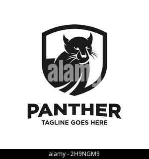 Design-Vorlage mit schwarzem Panther-Logo Stockfoto