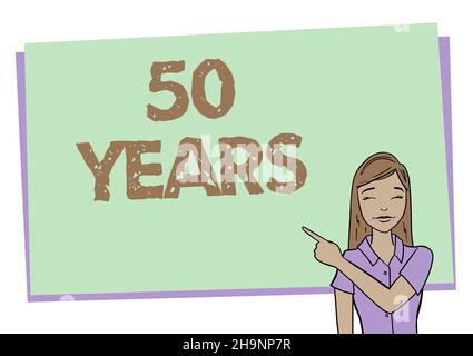 Schreiben mit Text 50 Jahre. Konzept Bedeutung Ehrung Ruby Jubilee Gedenken an einen besonderen Tag Semizentennial Erstellen interessante Kurzgeschichten Stockfoto