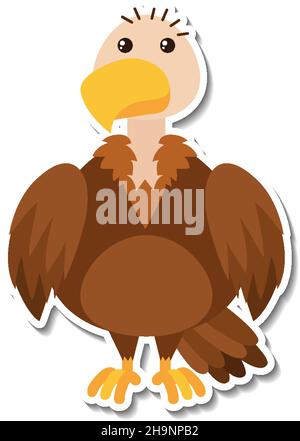 Griffon Geier Vogel Tier Cartoon Aufkleber Illustration Stock Vektor