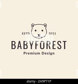 Gesicht Baby Otter Kopf Linie Logo Symbol Vektor Grafik Design Illustration Idee kreativ Stock Vektor