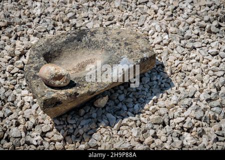 Alte Handmühle. Italica. Spanien. Stockfoto