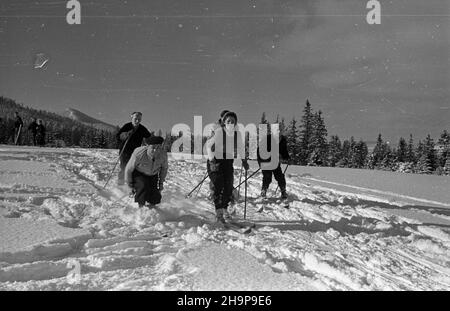 Zakopane, 1949-02. Tatrzañska turystyka zimowa. Dok³adny dzieñ wydarzenia nieustalony. bk PAP Zakopane, 1949. Februar. Wintertourismus in der Tatra. bk PAP Stockfoto