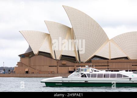 Harborcat-Fähre die MV Pam Burridge fährt am Opernhaus von Sydney, NSW, Australien vorbei Stockfoto