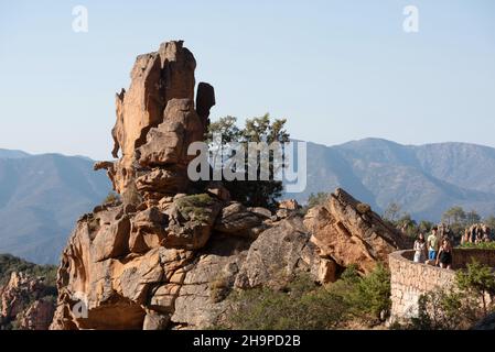 Departements Corse-du-Sud (Südkorsika): Felsige Bucht „Calanques de Piana“ Stockfoto