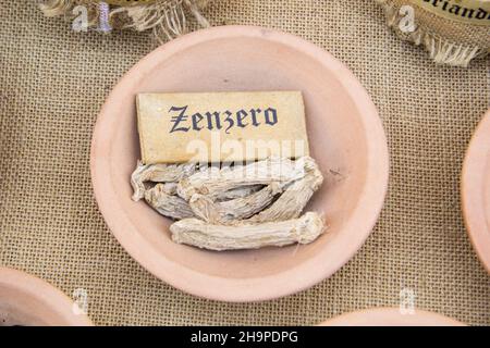 Aroma und Geschmack auf dem mittelalterlichen Markt Stockfoto