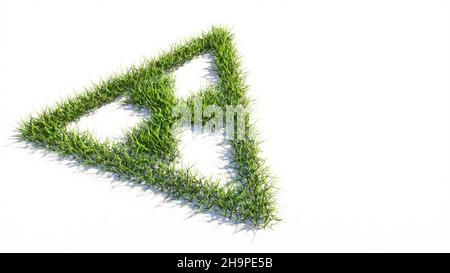 Konzept oder konzeptuelle grüne Sommer Rasen Gras Symbol Form isoliert weißen Hintergrund, nukleare Gefahr Symbol. 3D Illustration Metapher für Warnung Stockfoto