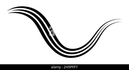 Geschwungene anmutige dreifache Linie, Vektor, Band als elegantes Kalligraphie-Element, anmutig geschwungene Linie Stock Vektor