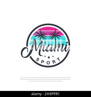 Logo Text miami Sport Illustration Park, Outdoor, Schilder, Symbol, Strand, Palmen, Vektor Stock Vektor