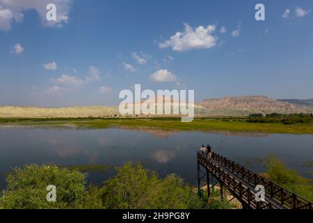 Farbenfrohe geologische Formationen. Nallihan Bird Sanctionary (Nallıhan Kuş Cenneti) ist ein Nationalpark in Ankara, Türkei. Stockfoto
