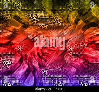 Handmalerei Abstrakte Aquarell Shibori Batik Kreise Muster Bunten Hintergrund.Abstrakte Handzeichnung Grunge Geometrische Kreide Pinselstriche Patter Stockfoto